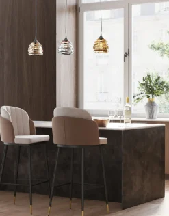 Barstol Hojas - Klädd barstol med ryggstöd - Beige - KARE Design