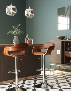 Barstol Monaco - Höj- och Sänkbar Krom/Brun - KARE Design