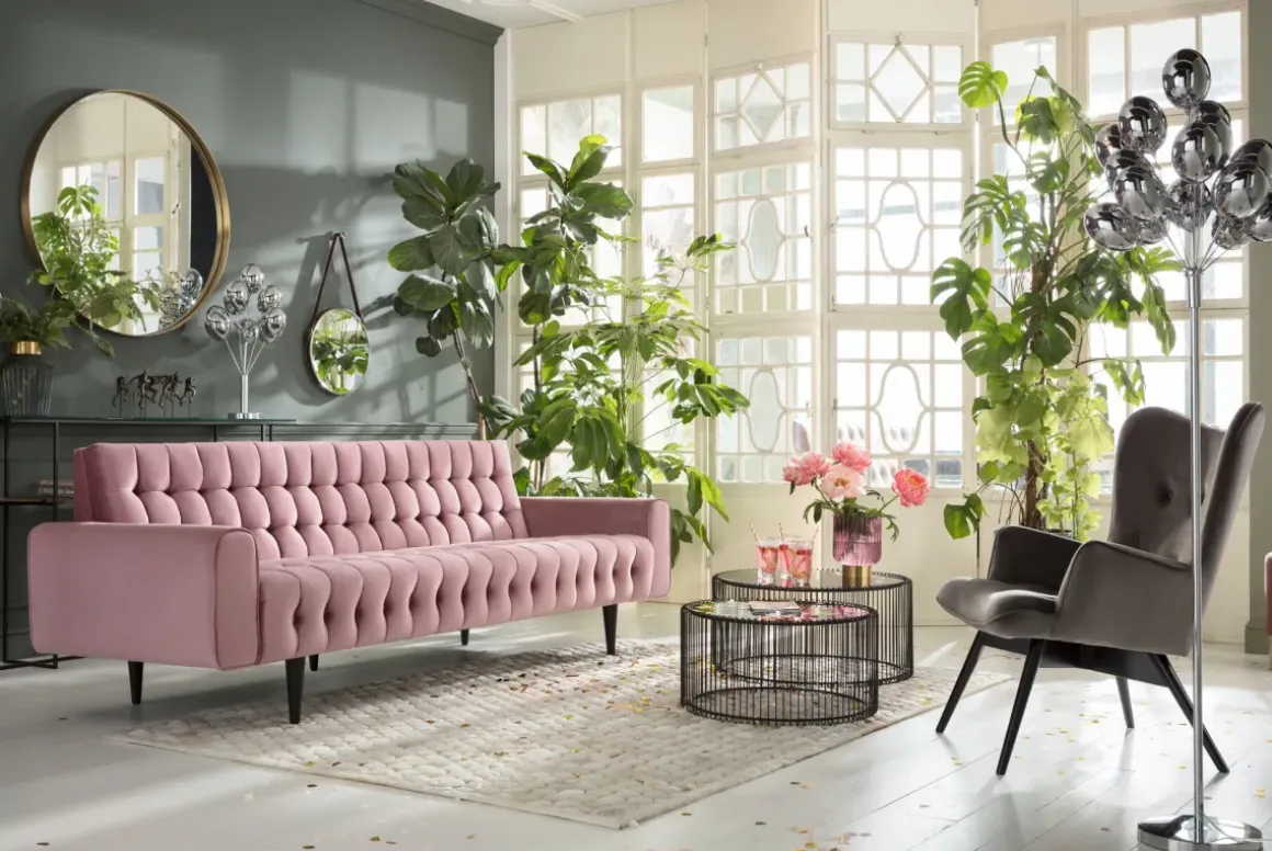 Bäddsoffa Milchbar - Mauve Sammet, 230cm - KARE Design