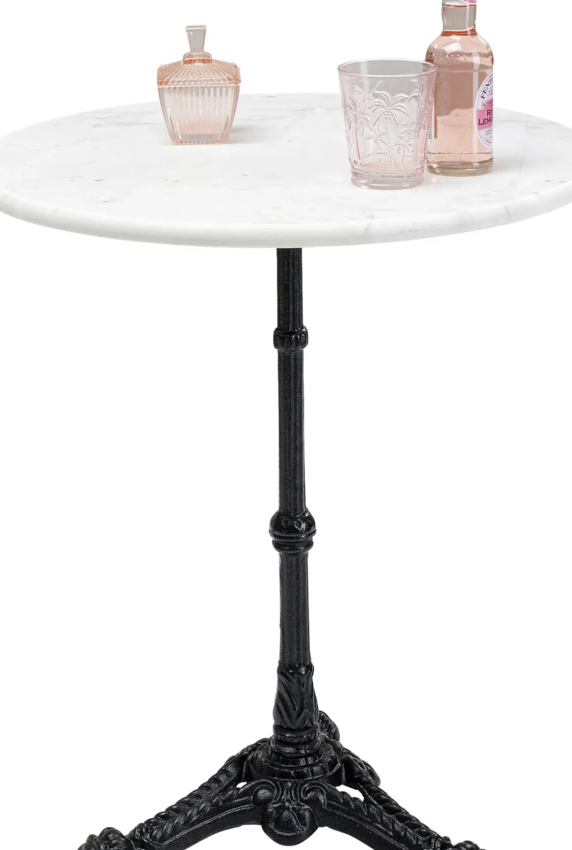Bistro Cafébord - Rund Vit Marmor/Svart Gjutjärn, Ø60cm - KARE Design