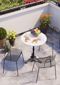 Bistro Cafébord - Rund Vit Marmor/Svart Gjutjärn, Ø60cm - KARE Design