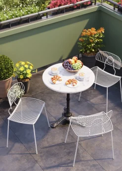 Bistro Cafébord - Rund Vit Marmor/Svart Gjutjärn, Ø60cm - KARE Design