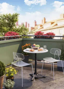 Bistro Cafébord - Rund Vit Marmor/Svart Gjutjärn, Ø60cm - KARE Design