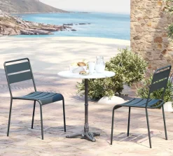Bistro Cafébord - Rund Vit Marmor/Svart Gjutjärn, Ø60cm - KARE Design