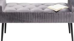 Bänk Lofty - Grå Sammet /Svarta ben, 103cm - KARE Design