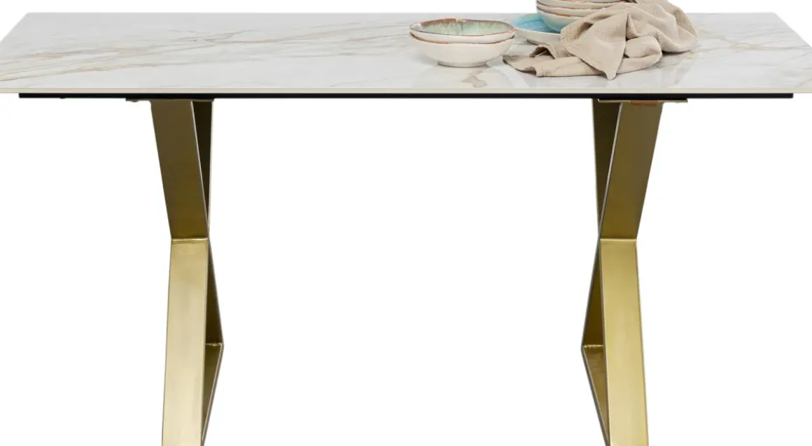 Bord Cross - Keramik/Kryssben Guld, 160x80cm - KARE Design