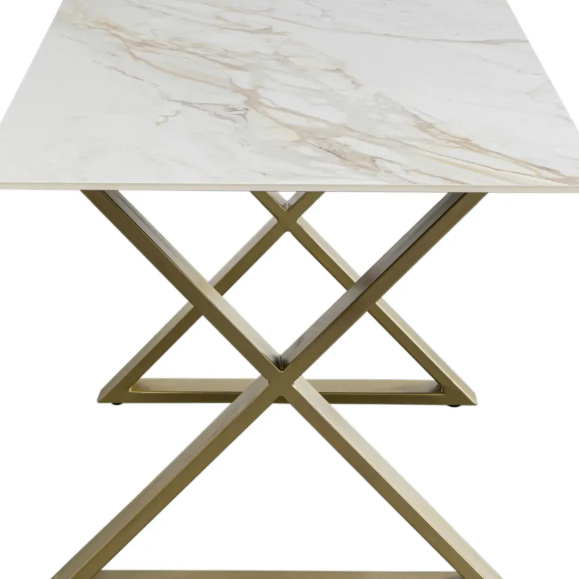 Bord Cross - Keramik/Kryssben Guld, 160x80cm - KARE Design