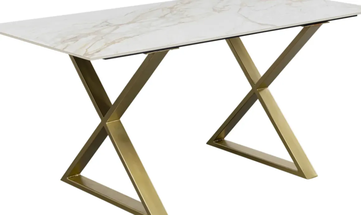 Bord Cross - Keramik/Kryssben Guld, 160x80cm - KARE Design