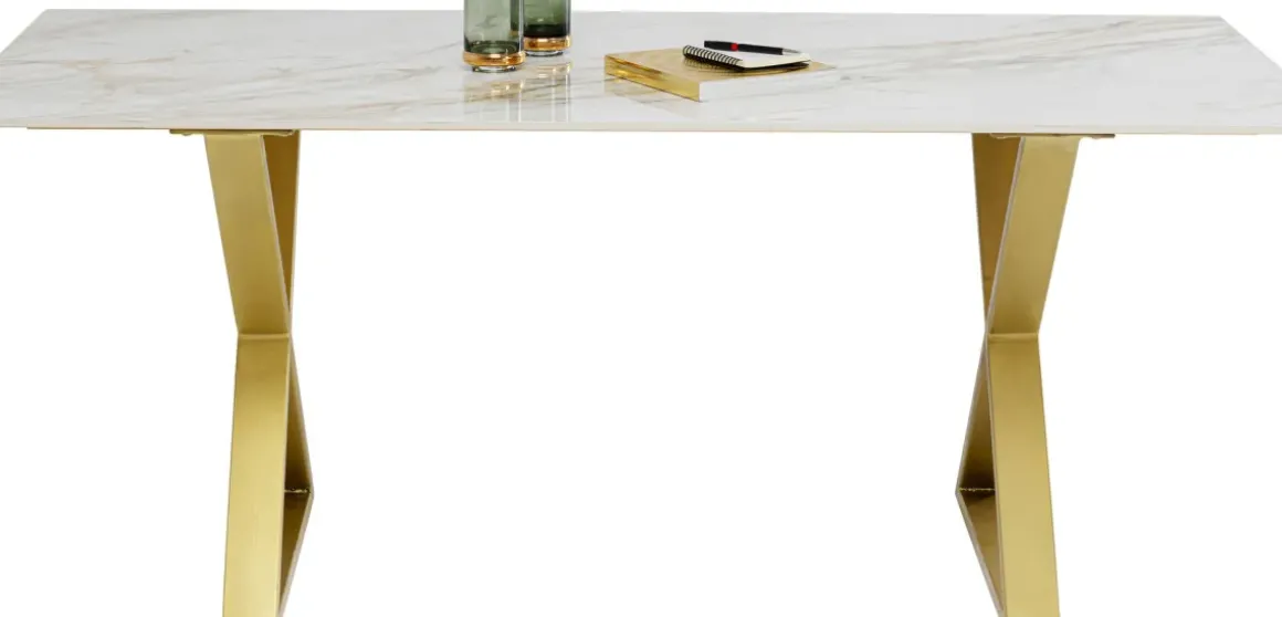 Bord Eternity - Keramik/ Kryssben Guld, 180x90cm - KARE Design