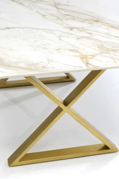 Bord Eternity - Keramik/ Kryssben Guld, 180x90cm - KARE Design