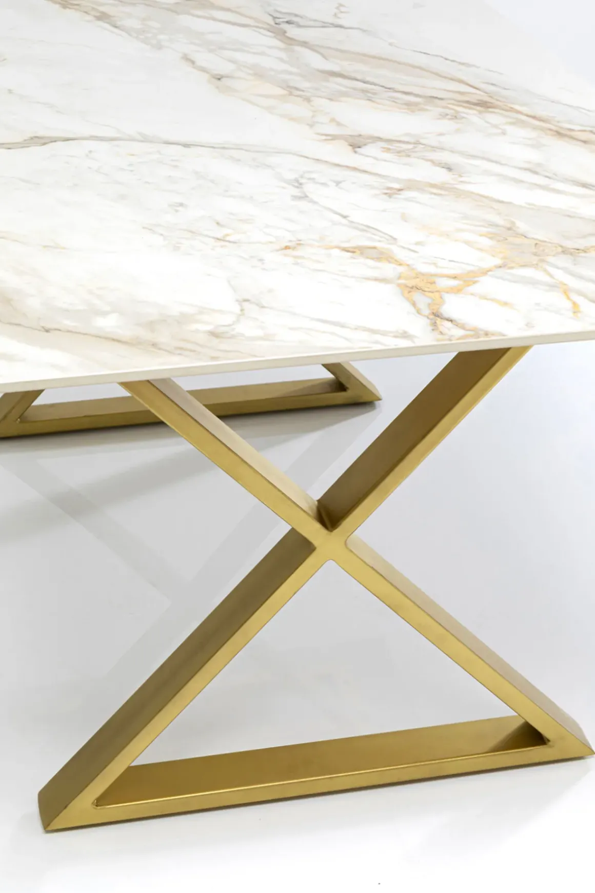Bord Eternity - Keramik/ Kryssben Guld, 180x90cm - KARE Design