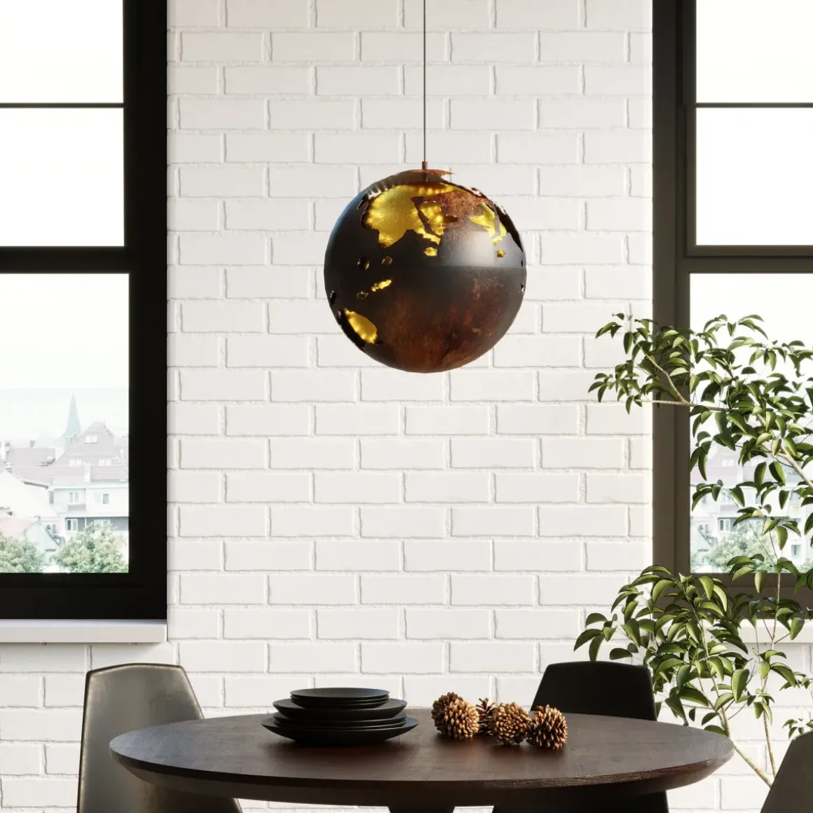 Bord Invitation - Runt Matbord Valnöt/Svart, Ø120cm - KARE Design