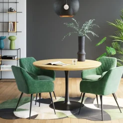 Bord Invitation - Runt Matbord Ek/Svart, Ø120cm - KARE Design