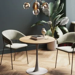 Bord Schickeria Ø80cm - Ek Faner/Vit Trumpetfot - KARE Design