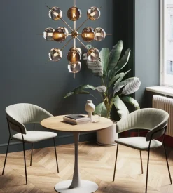 Bord Schickeria Ø80cm - Ek Faner/Vit Trumpetfot - KARE Design