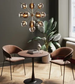 Bord Schickeria Ø80cm - Valnöt Faner/Svart Trumpetfot - KARE Design