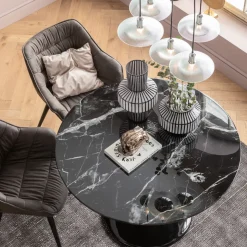Bord Solo - Runt Matbord Svart Marmor, 110cmØ - KARE Design