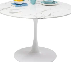 Bord Veneto - Runt Matbord Vit Marmor/Vit Ø110cm - KARE Design