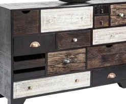 Byrå Finca - Rustik Patina i Ljust och Mörkt Trä, 14 lådor - KARE Design