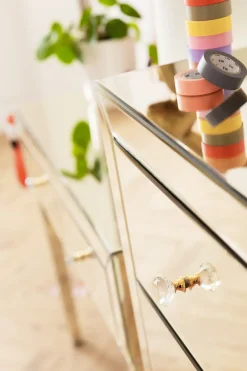 Byrå Luxury - Champangefärgat Spegelglas, 5 Lådor - KARE Design