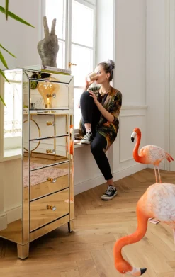 Byrå Luxury - Champangefärgat Spegelglas, 5 Lådor - KARE Design