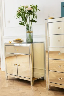 Byrå Luxury - Champangefärgat Spegelglas, 5 Lådor - KARE Design