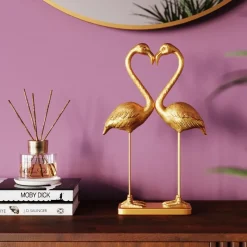 Dekorfigur Flamingo Love - Guld, 39cm - KARE Design