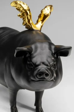 Dekorfigur Flying Pig - Svart Gris, 11cm - KARE Design
