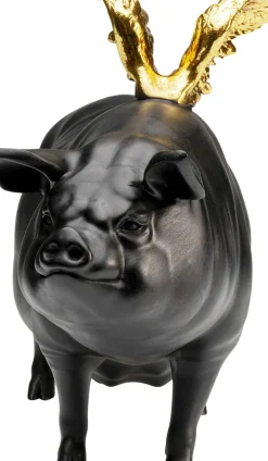 Dekorfigur Flying Pig - Svart Gris, 21cm - KARE Design