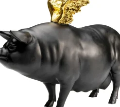 Dekorfigur Flying Pig - Svart Gris, 21cm - KARE Design