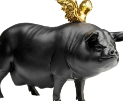 Dekorfigur Flying Pig - Svart Gris, 21cm - KARE Design