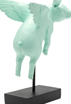 Dekorfigur Flying Pig - Turkos Gris, 29cm - KARE Design
