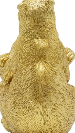 Dekorfigur Kissing Bears - Dekor Guld Björnar, 17cm - KARE Design