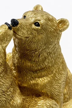 Dekorfigur Kissing Bears - Dekor Guld Björnar, 17cm - KARE Design