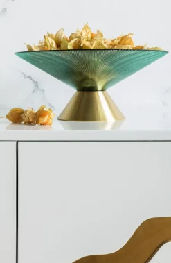 Dekor Skål Birdie - Grön/Mässing, Ø35cm - KARE Design