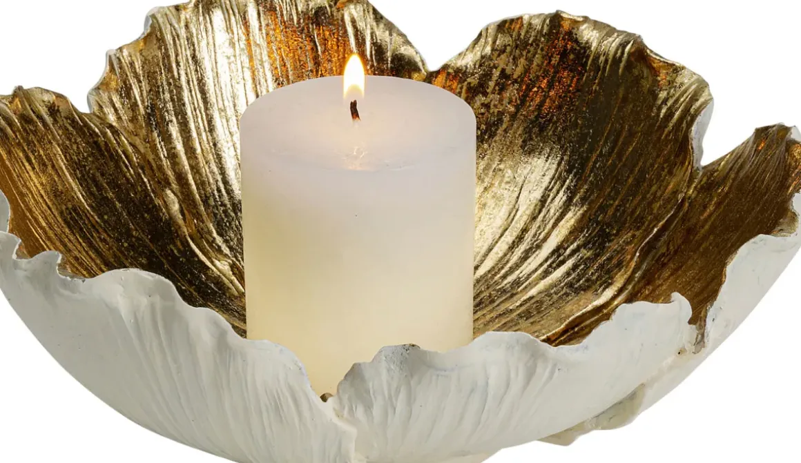 Dekor Skål Flower Bloom Cream Guld Ø25cm - KARE Design