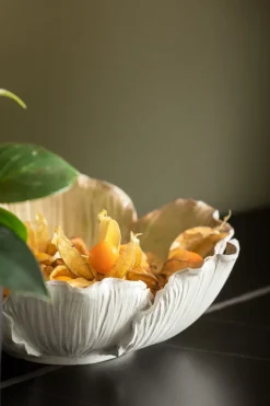 Dekor Skål Flower Bloom Cream Guld Ø20cm - KARE Design