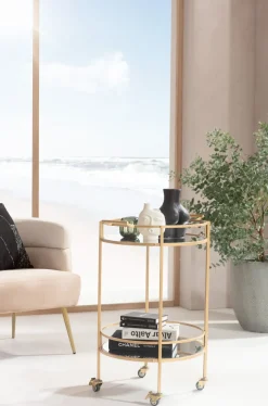 Drinkvagn Emilia Rund - Guld/ Spegelglas - KARE Design