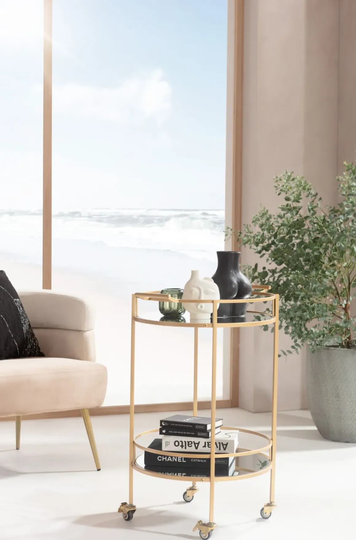 Drinkvagn Emilia Rund - Guld/ Spegelglas - KARE Design