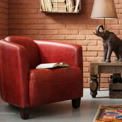 Fåtölj Cigarr Lounge - Röd Läder - KARE Design