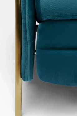 Fåtölj Lazy - Blå Sammet/Mässing - Fällbar med Fotstöd - KARE Design