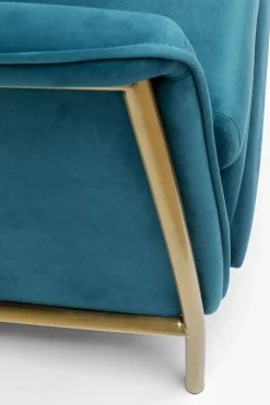 Fåtölj Lazy - Blå Sammet/Mässing - Fällbar med Fotstöd - KARE Design