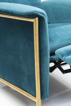 Fåtölj Lazy - Blå Sammet/Mässing - Fällbar med Fotstöd - KARE Design