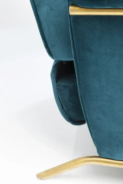 Fåtölj Lazy - Blå Sammet/Mässing - Fällbar med Fotstöd - KARE Design