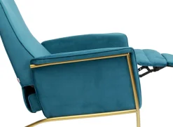 Fåtölj Lazy - Blå Sammet/Mässing - Fällbar med Fotstöd - KARE Design