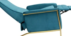 Fåtölj Lazy - Blå Sammet/Mässing - Fällbar med Fotstöd - KARE Design