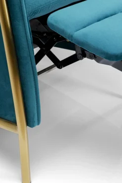 Fåtölj Lazy - Blå Sammet/Mässing - Fällbar med Fotstöd - KARE Design