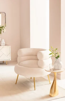 Fåtölj Livelli - Cremevit/Guld - KARE Design