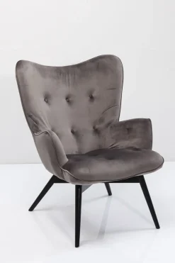 Fåtölj Vicky - Grå Sammet/Svarta Ben - KARE Design