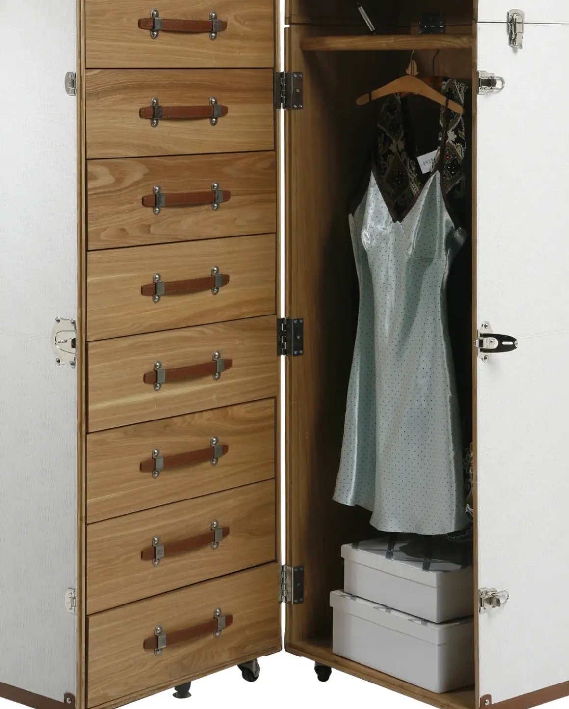 Garderob Cosmopolitan Croco - Trunk Vit/Askfaner, 145cm - KARE Design